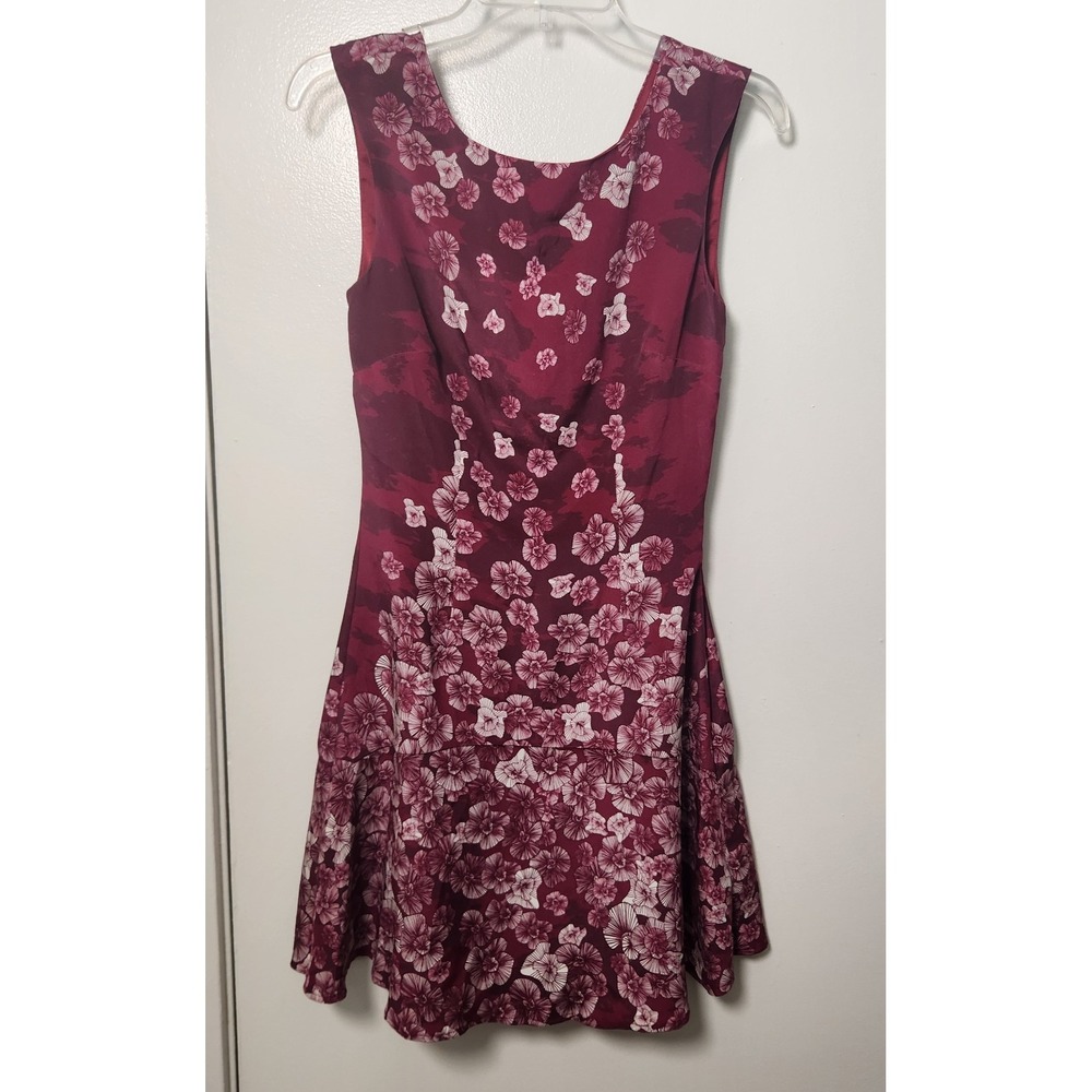 Alannah Hill Silk Drop Waist Cranberry Sleeveless Dress Above Knee Lined Size 6